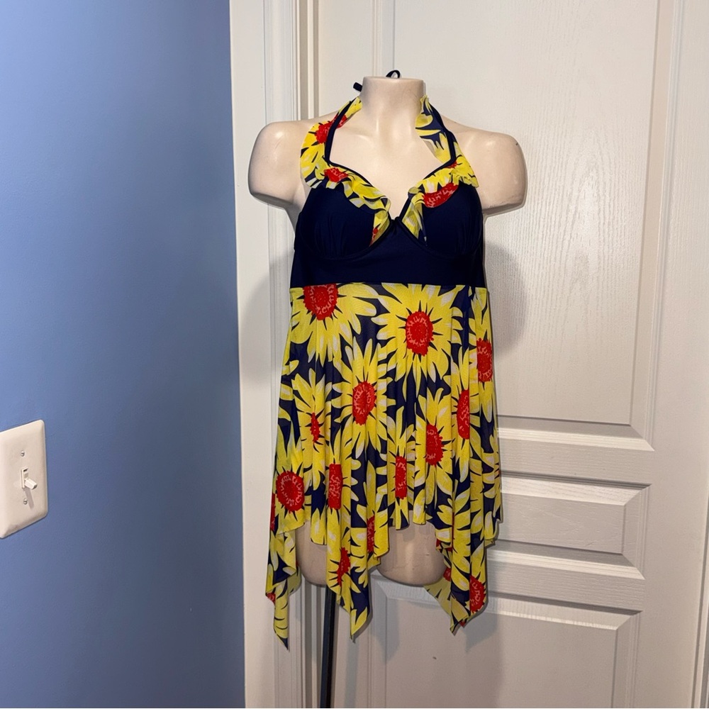 Floral Halter Dress cover up or lounge wear for pool or beach size L